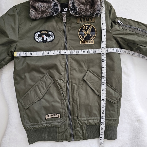 X-Ray Men's Slim Fit Flight Jacket with Removable Faux Fur Collar - Picture 12 of 12